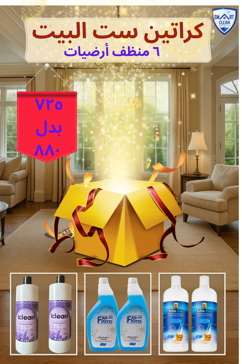 كرتونة 6 منظفات أرضيات متنوعة